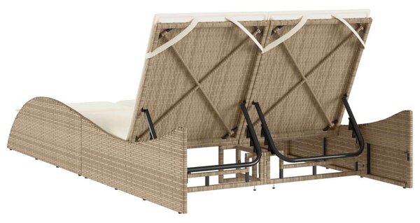 VidaXL Dupla Napozóágy - Polyrattan - Bézs - 205x114 cm