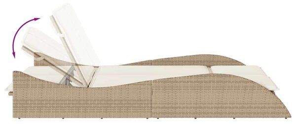 VidaXL Dupla Napozóágy - Polyrattan - Bézs - 205x114 cm