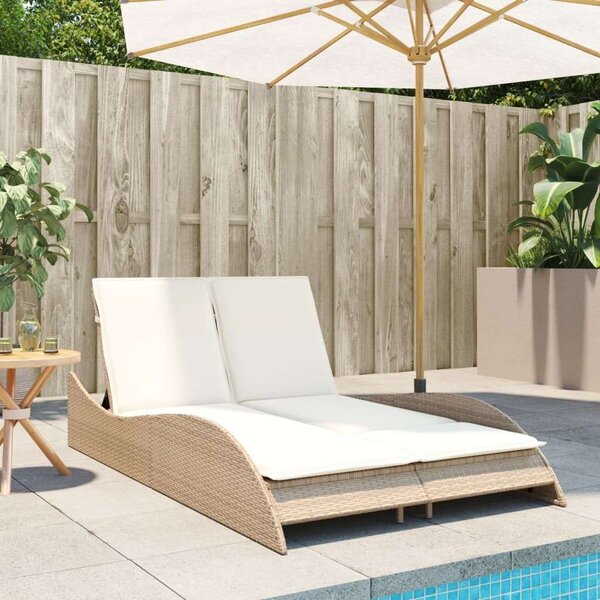 VidaXL Dupla Napozóágy - Polyrattan - Bézs - 205x114 cm