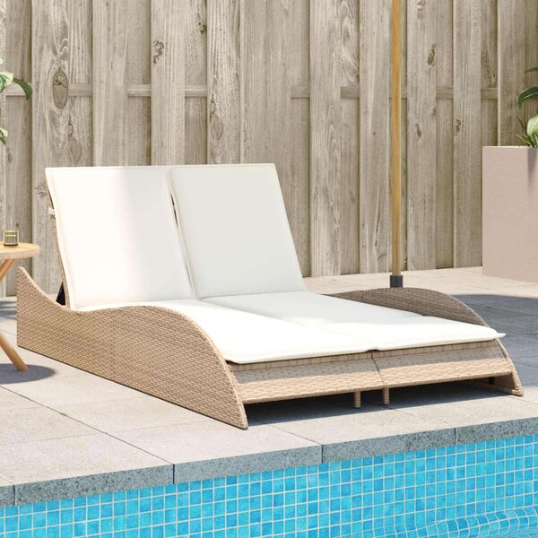 VidaXL Dupla Napozóágy - Polyrattan - Bézs - 205x114 cm