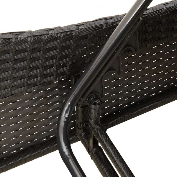 VidaXL Dupla Napozóágy - Polyrattan - 205 cm, Fekete