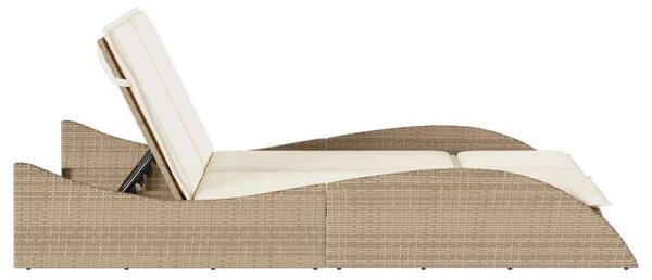 VidaXL Dupla Napozóágy - Polyrattan - Bézs - 205x114 cm