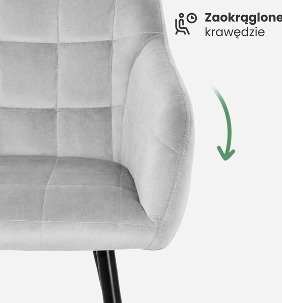 AKORD LUXANO kárpitozott szék welúr szürke fekete lábakkal 4 db-os szett