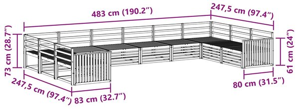 VidaXL Ülőgarnitúrák 10 pcs Természetes Tömör Akácfa
