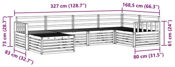 VidaXL Kültéri kanapé szett 6 pcs Természetes Tömör Akácfa