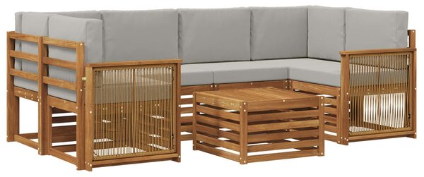 VidaXL Kültéri kanapé szett 7 pcs Természetes és Világosszürke