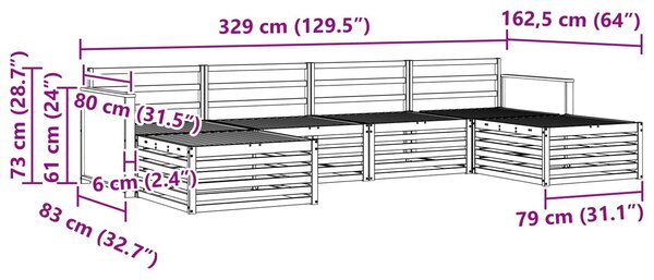 VidaXL Ülőgarnitúrák 6 pcs Tömör Akácfa