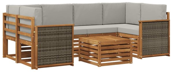 VidaXL Kültéri kanapé szett 7 pcs Természetes és Világosszürke