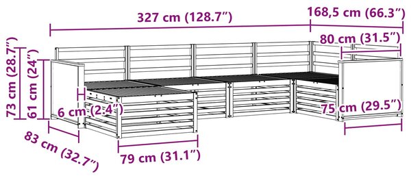 VidaXL Kültéri kanapé szett 6 pcs Természetes