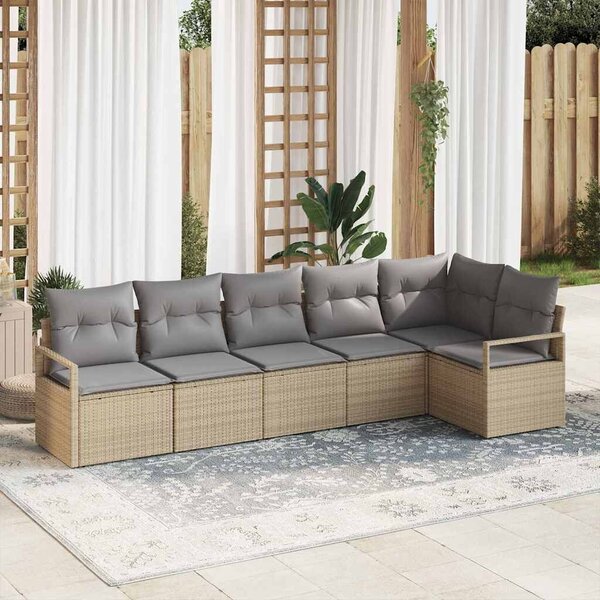 VidaXL Kerti Kanapé Szett 6 pcs Bézs Poli rattan