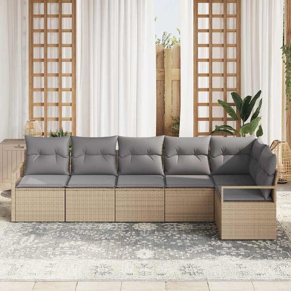 VidaXL Kerti Kanapé Szett 6 pcs Bézs Poli rattan
