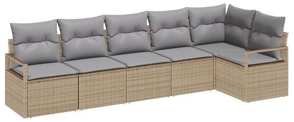 VidaXL Kerti Kanapé Szett 6 pcs Bézs Poli rattan