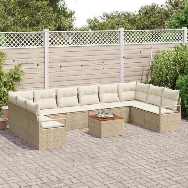 VidaXL Kerti Kanapé Szett tárolóval 11 pcs Beige és krém polirattan