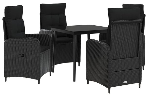 VidaXL Kanapé Asztal Készlet párnával párnával 5 pcs Fekete