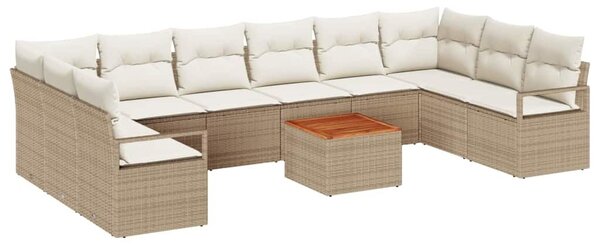 VidaXL Kerti Kanapé Szett tárolóval 11 pcs Beige és krém polirattan