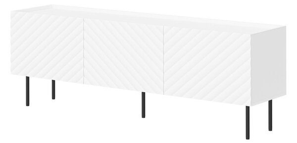 TV-állvány Sillen, Közepes sűrűségű farostlemez, Laminált forgácslap, 59x166x40cm, Fekete, Fehér