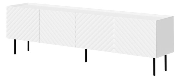 TV-állvány Sillen I, Közepes sűrűségű farostlemez, Laminált forgácslap, 59x200x40cm, Fekete, Fehér