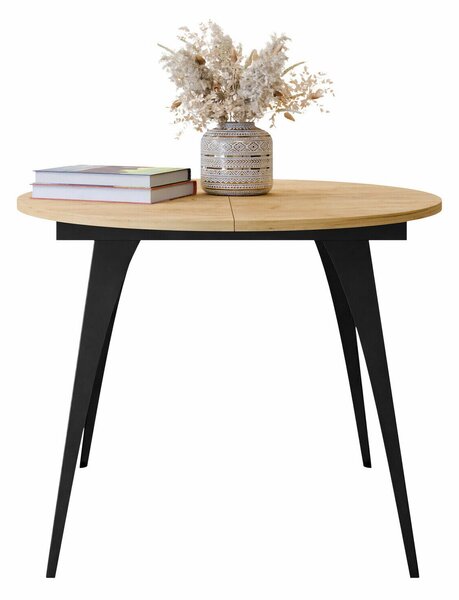 Asztal Oswego 132, 76cm, Kézműves aranytölgy, Fekete
