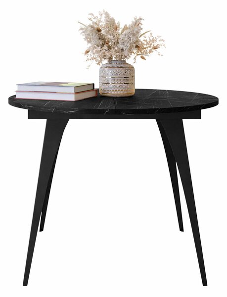 Asztal Oswego 132, 76cm, Fekete márvány, Fekete