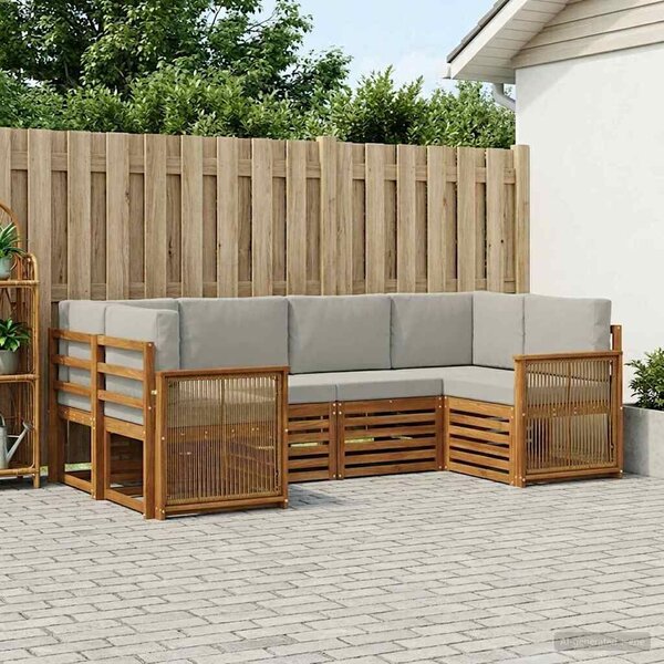 VidaXL Szegmentált kanapé szett 5 pcs Természetes és Világosszürke