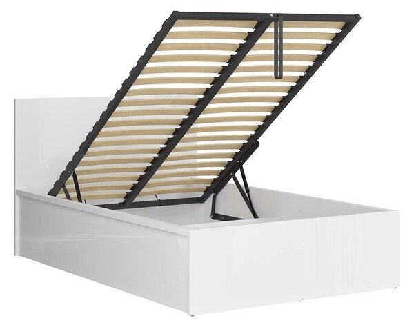 Egyszemélyes ágy 120 cm Tetrix 6 (fényes fehér) (ágyráccsal) (tárolóhellyel)