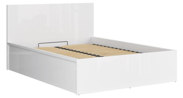 Franciaágy 140 cm Tetrix 8 (fényes fehér) (ágyráccsal) (tárolóhellyel)