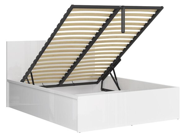 Franciaágy 140 cm Tetrix 8 (fényes fehér) (ágyráccsal) (tárolóhellyel)