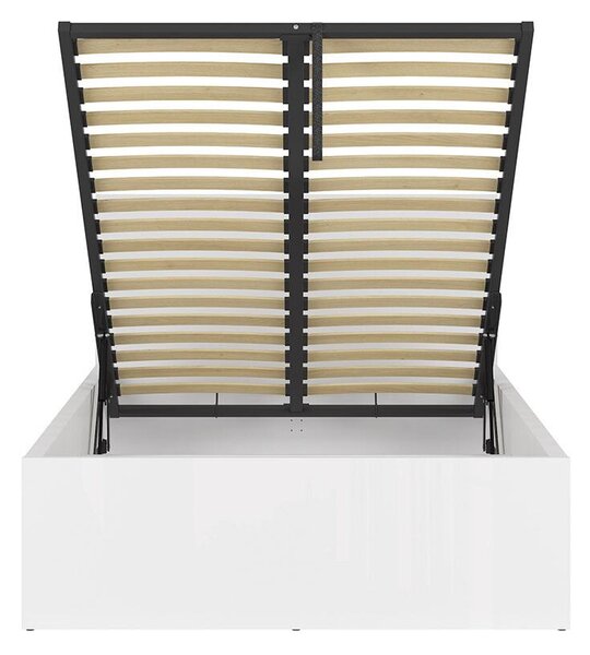 Egyszemélyes ágy 120 cm Tetrix 6 (fényes fehér) (ágyráccsal) (tárolóhellyel)