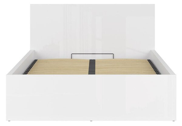 Franciaágy 140 cm Tetrix 8 (fényes fehér) (ágyráccsal) (tárolóhellyel)