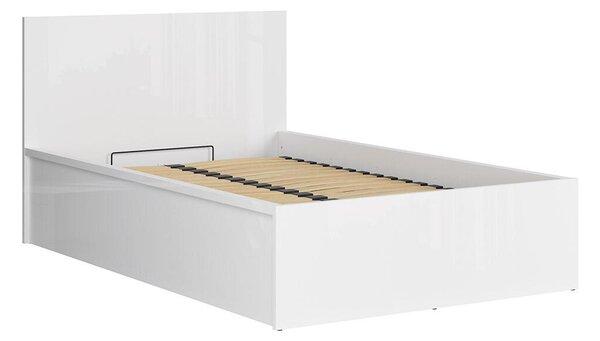 Egyszemélyes ágy 120 cm Tetrix 6 (fényes fehér) (ágyráccsal) (tárolóhellyel)