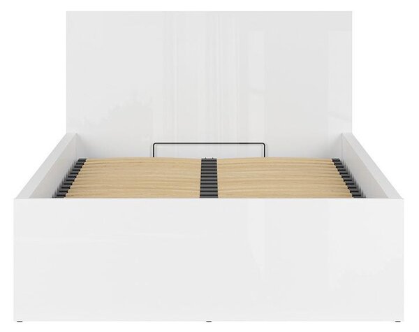 Egyszemélyes ágy 120 cm Tetrix 6 (fényes fehér) (ágyráccsal) (tárolóhellyel)
