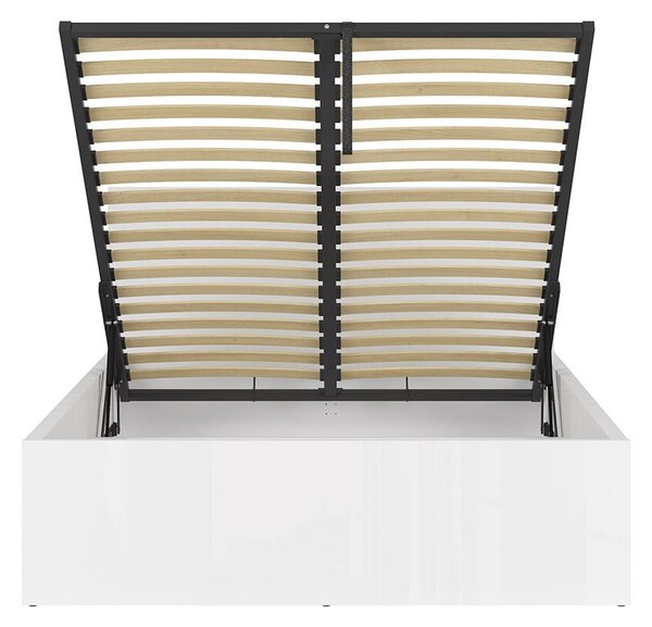 Franciaágy 140 cm Tetrix 8 (fényes fehér) (ágyráccsal) (tárolóhellyel)