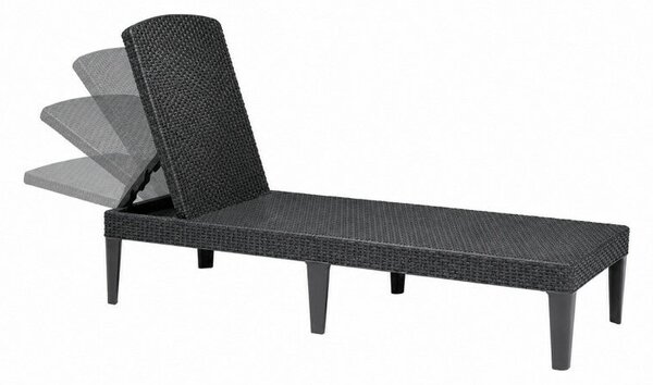 Curver Keter Jaipur kerti nyugágy napozóágy, műanyag rattan hatású, 187x58x29 cm, grafit