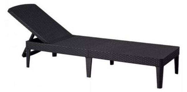 Curver Keter Jaipur kerti nyugágy napozóágy, műanyag rattan hatású, 187x58x29 cm, grafit