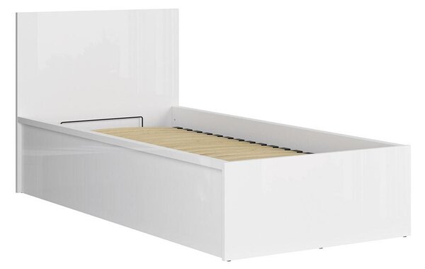 Egyszemélyes ágy 90 cm Tetrix 15 (fényes fehér) (ágyráccsal) (tárolóhellyel)