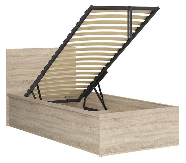 Egyszemélyes ágy 90 cm Tetrix 15 (sonoma tölgy) (ágyráccsal) (tárolóhellyel)