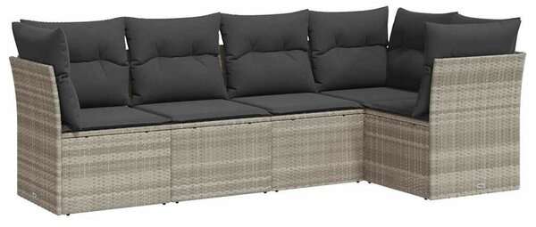 VidaXL Polyrattan Kerti Ülőgarnitúra - 5 részes, Világosszürke