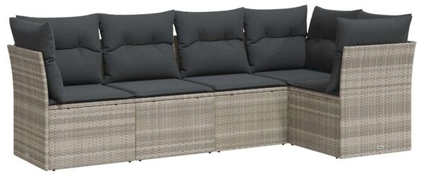 VidaXL Polyrattan Kerti Ülőgarnitúra - 5 részes, Világosszürke