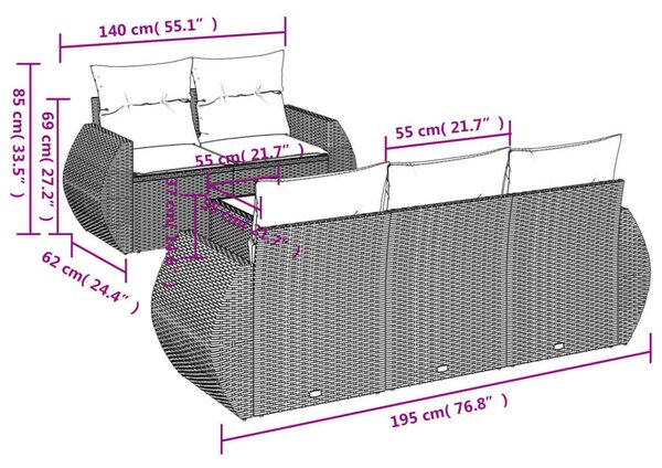 VidaXL Polyrattan Kerti Ülőgarnitúra - 6 részes, Világosszürke
