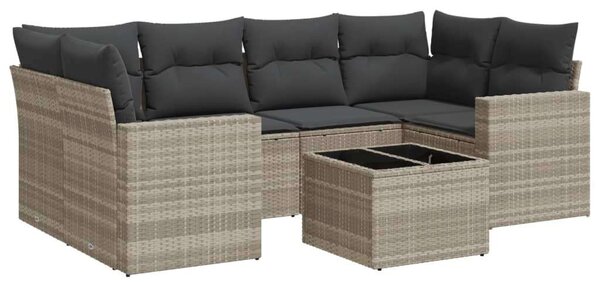VidaXL Polyrattan Kerti Ülőgarnitúra - 7 részes, Világosszürke