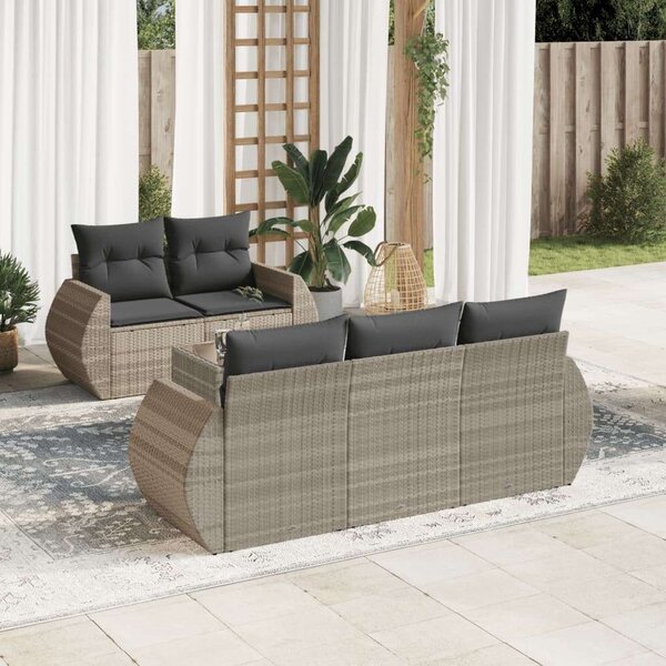 VidaXL Polyrattan Kerti Ülőgarnitúra - 6 részes, Világosszürke