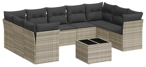 VidaXL Polyrattan Kerti Ülőgarnitúra - 10 részes, Szürke