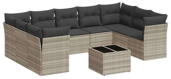 VidaXL Polyrattan Kerti Ülőgarnitúra - 10 részes, Szürke