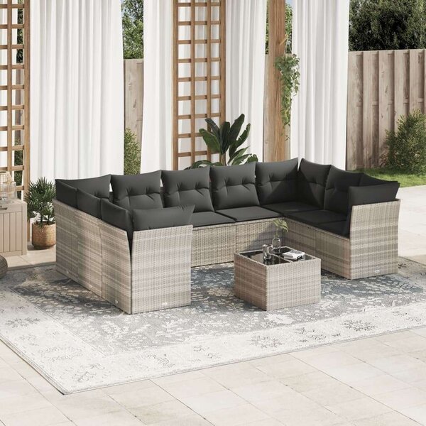 VidaXL Polyrattan Kerti Ülőgarnitúra - 10 részes, Szürke