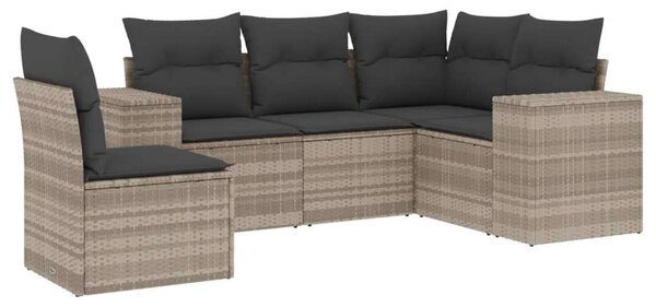 VidaXL Polyrattan Kerti Ülőgarnitúra - 5 részes, Világosszürke