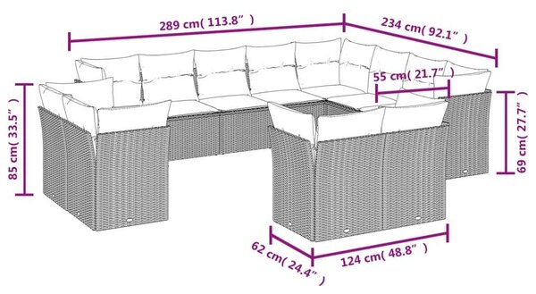 VidaXL Polyrattan Kerti Ülőgarnitúra - 12 részes - Bézs