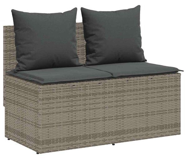 VidaXL 3 részes szürke polyrattan kerti étkezőgarnitúra párnával