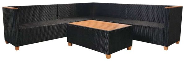 VidaXL Polyrattan Kerti Bútorszett - 5 részes, Fekete