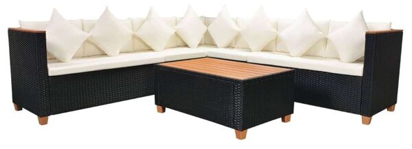 VidaXL Polyrattan Kerti Bútorszett - 5 részes, Fekete