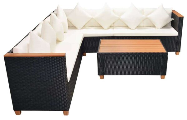 VidaXL Polyrattan Kerti Bútorszett - 5 részes, Fekete
